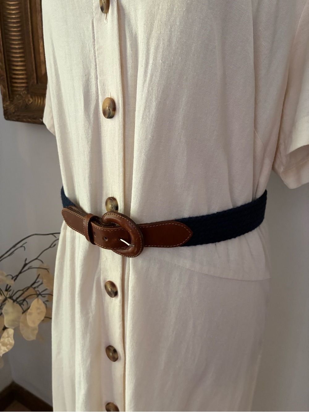 Brighton Leather and Navy Belt Size 38